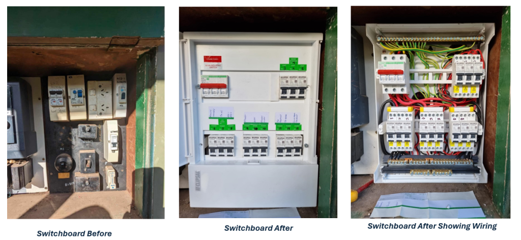 Margaret River switchboard upgrade before and after for a house rewire
